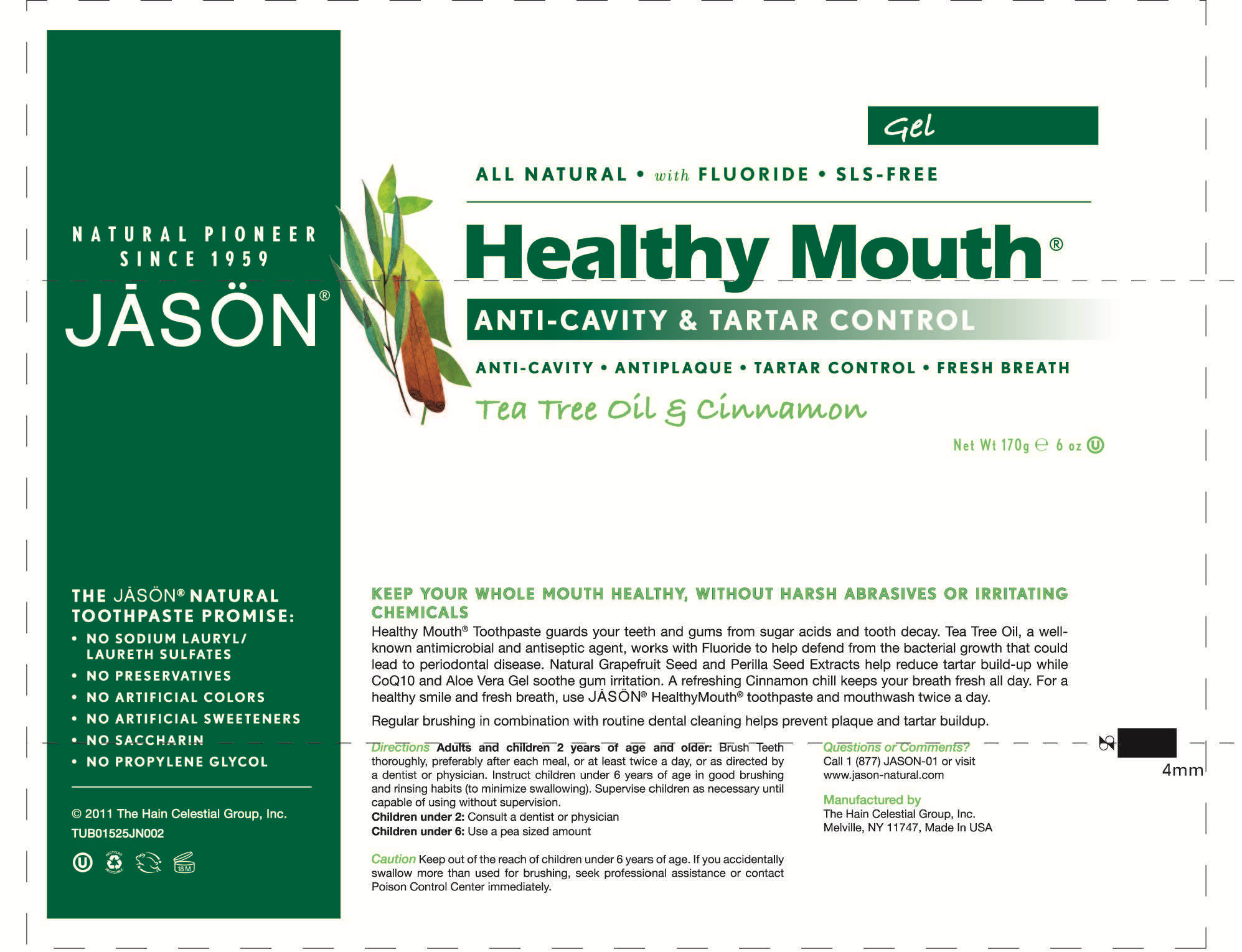 Jason Healthy Mouth Anticavity ,Tartar Control Tea Tree Oil and Cinnamon